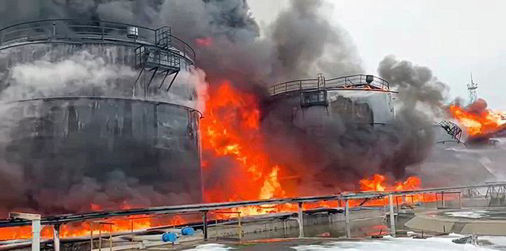 Drone attack torches oil depot